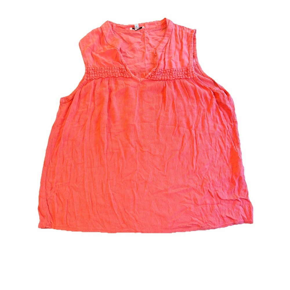 Alessia Pacini Italian Top Womens Large Split Neck Shirt Resortwear Coral